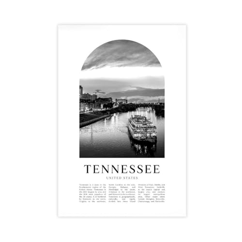 WANXU Tennessee Travel Poster, Tennessee Wall Art Canvas Poster Bedroom Decor Office Room Decor Gift Unframe 20x30inch
