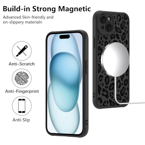 Image of KANGHAR Case for iPhone 15 Phone Case Leopard Printed Pattern | Cute Cheetah [Compatible with Magsafe] Protective Magnetic Case for Girls Women Men 6.1 inch