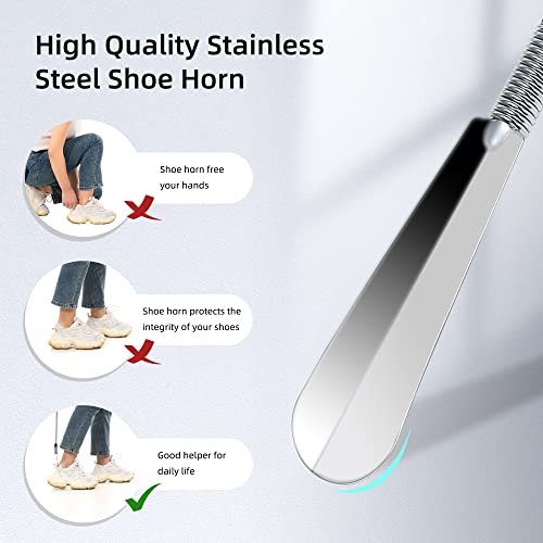 Fanwer Extendable Shoe Horn Lifter Long Handle, Twist To Lock, 16" To 31"Adjustable, Stainless Steel Telescopic Spring Long Shoehorn For Men Women Kids Seniors Pregnant Women #TOP2