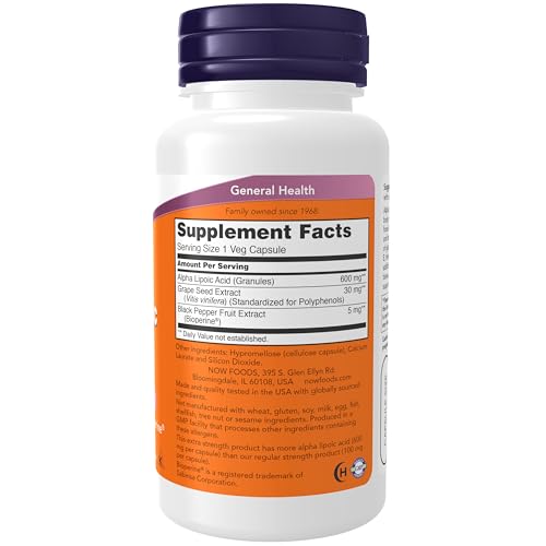 NOW Foods, Alpha Lipoic Acid, 600 mg, 60 Veg Capsules