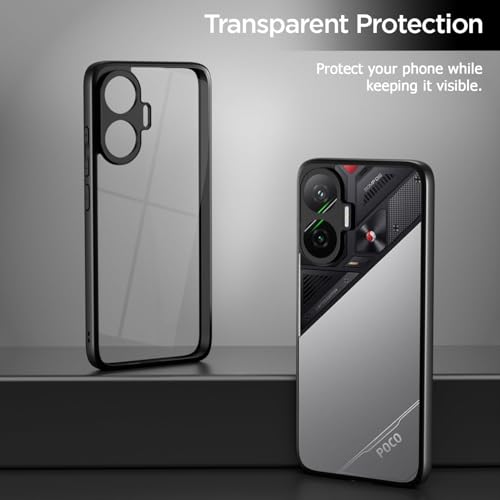 Image of KAPAVER Hybrid Clear Back Cover Case for Redmi Turbo 4 Pro /Poco F7 | Protective Shockproof Cleare Hard PC Soft Flexible Black TPU Cover