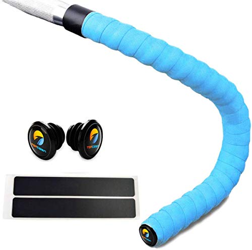 TOPCABIN Fahrrad Lenkerbänder,2 Rollen Comfort Lenkerband für Citybike Road Bike Lenker Band Bike Lenkerband mit Bar Plugs (Hellblau)