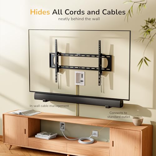 Image of Mount-It! In-Wall TV Cable Management Kit with Power - Triple Outlet, Male Wall Plug and 5ft External & 9ft Behind the Wall Cords, Hand Saw - Easy, Safe Cable Management for TV and Home Theater Setups