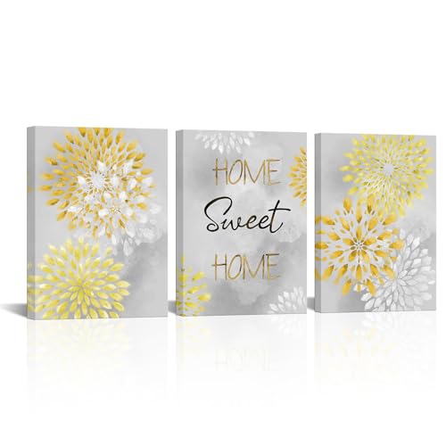 sechars Home Sweet Home Signs Wall Decor Yellow and Grey