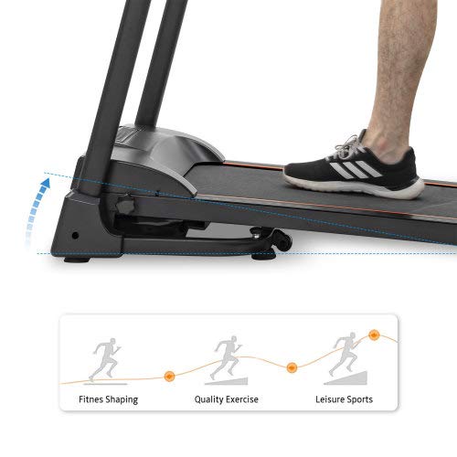Image of Folding Motorized Treadmill with Audio Speakers and Treadmill Mounted from Inclined Nodes