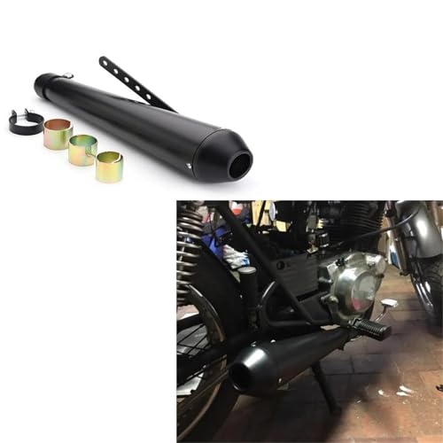 Motorrad-Auspuff 1 STÜCKE Für H-ONDA Cb500 Cg125 Vt500 CM300 500 Für Cafe Für Yamaha Sr400 Sr 400 Motorrad Auspuffrohr Schalldämpfer(Nero)