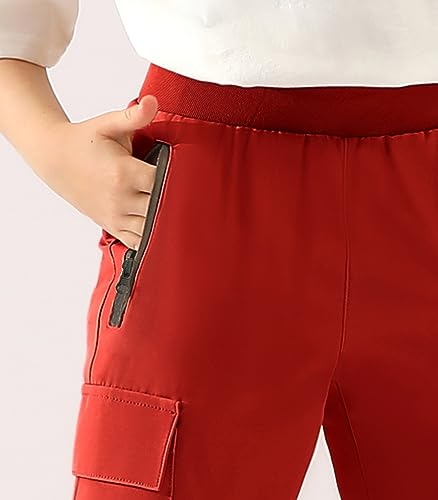 Image of DOUBLJU Lightweight Hiking Sweatpants Women Girls Kids Slightly Elastic Quick Dry Capri Cargo Jogger Athletic Workout Outdoor