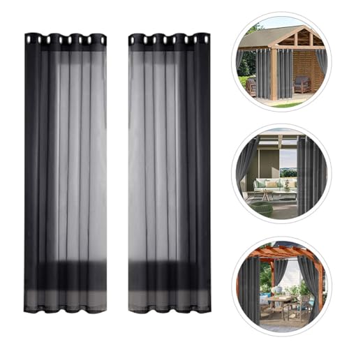 Rideau imperméable noir tissu synthétique 2pcs avec diffusion de lumière pour patio
