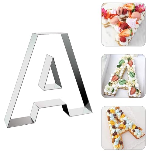 ZADE 8 Inch Alphabet A Cake Mousse Mold 304 Stainless Steel Large Size Letter Alphabet Tiramisu Cheesecake Mold Bakeware 3D Cake Dessert Baking Pan for DIY Birthday Wedding Party