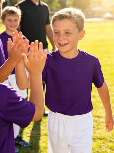 Image of Boys Neon Shirts Dry Fit Athletic T Shirts UPF 50+ Performance Cooling Shirt Short Sleeve Rash Guard Kids Top for Boys Girls