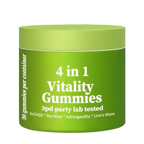 4 in 1 Gummies,Shilajit Gummie,4 in 1 Shilajit Gummies for Men,Natural Energy Boost, 30 Day Supply Per Bottle,Vegan & Sugar Free Formula Natural Energy (1*PCS)