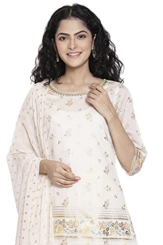 Image of Aurelia Women's Polyester Kurta, Palazzo & Duppata