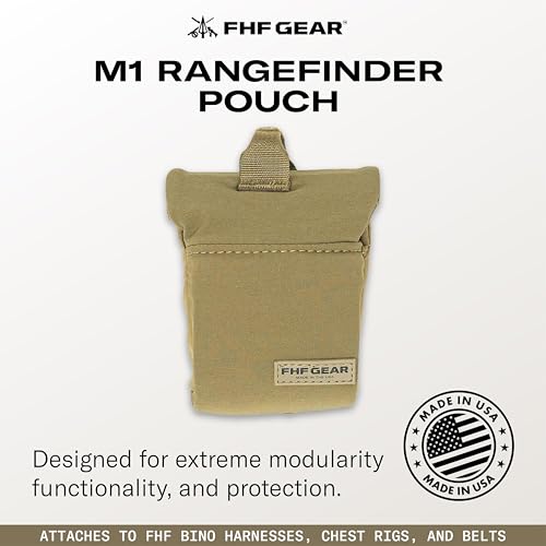 FHF Gear M1 Rangefinder Pouch – Protective Magnetic Forward-Opening Molle Case for Secure Carry on Bino Harnesses & Chest Rigs, Ranger Green, Small