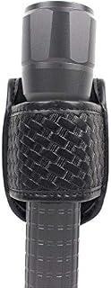 YunShao Basketweave Flashlight Holder - Compact Light Holder for Duty Belt, Open Top