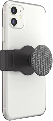 Miniatura 5 de PopSockets - Agarre para teléfonos y fundas, agarre deslizable para teléfono con soporte expandible, bordes cuadrados, tejido de carbonita negra