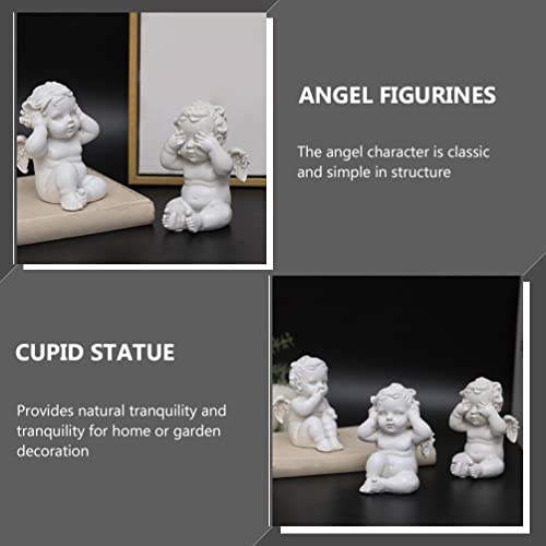 VALICLUD 3 Pcs Sábio Anjo Estátua Resina Não Ouvir Mal Não Ouvir Mal Não Falar Nenhum Mal Anjos Figu