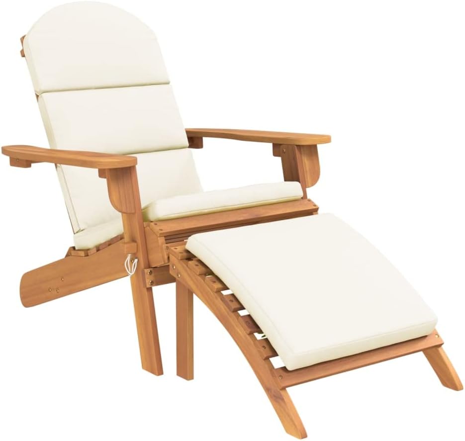 Patio Chair with Footrest,Camping Chair,Patio Armchairs,Lawn Chairs,Deck Chair,Club Chairs,Bistro Chairs,Lounge Chairs,for Garden,Backyard,Lawn,Porch,Poolside,Balcony,Solid Wood Acacia
