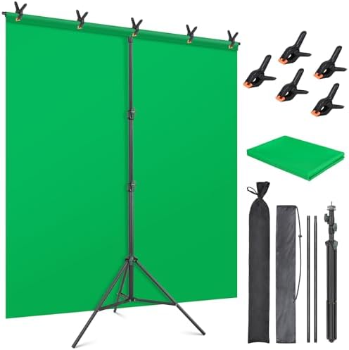Amazon.com : Green Screen Backdrop with Stand Kit, BEIYANG 6.5 X 5 Ft ...