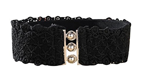 TRENDY XU Lace Wide Decorative Waist Belts Elastic Interlocking Buckles Waistband