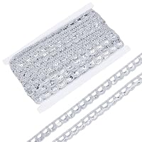 OLYCRAFT 13 m Silberne Paillettenbandbesatz 22mm Breit Flach Glitzernder Paillettenbesatz Pailletten Zopfbesatz Stoff Keine Dehnung Paillettenbandbesatz Paillettenbesatz Zum Nähen Basteln Heimdekor