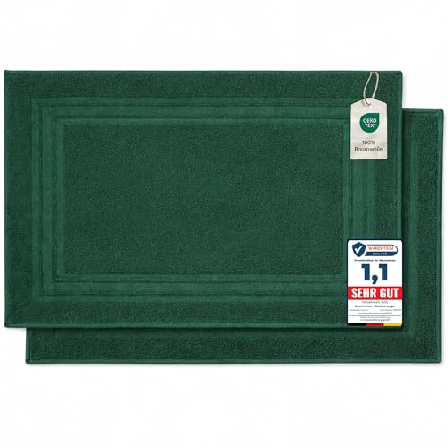 Tappetini da bagno di alta qualità realizzati in 100% cotone con due bordure intrecciate. Realizzati in cotone morbido e resistente da 600 g/m².