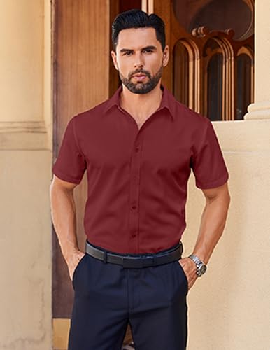 COOFANDY Mens Short Sleeve Dress Shirts Stretch Wrinkle Free Button Down Shirt Casual Summer Top4