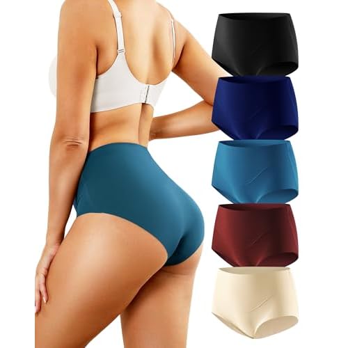 LEVAO Seamless Underwear for Women Invisible Full Coverage High Waisted Briefs No Show Breathable Comfortable Panties 5 Pack