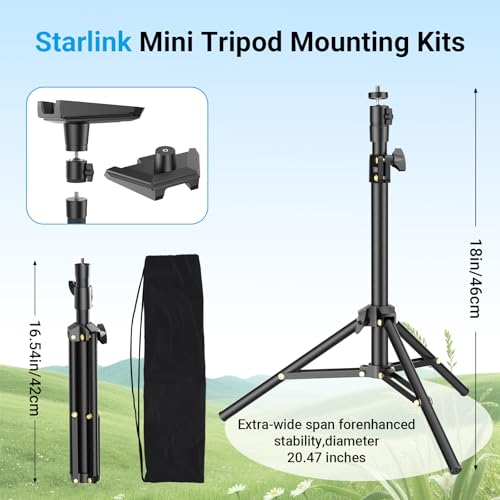 Image of Starlink Mini Tripod Mount with Adapter - Height Adjustable & 360 Tilt, Compatible with Starlink Mini Terminal, Portable Sturdy Stand for RV Camping & Outdoor Use