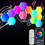 PUMPKINS Hexagon LED Lights, 12 Pack RGB Hex Light Panels, Smart Wall Gaming Panels Sync to Music for Room Bar Bedroom Home Decor Room, With App & Remote Control