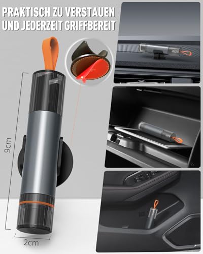 Gurtschneider Notfallhammer Auto 2 Stück Glasbrecher mit Gurtschneider Nothammer Federkorn Autoscheiben Zertrümmerer Rettungswerkzeug Car Emergency Hammer mit Testglas