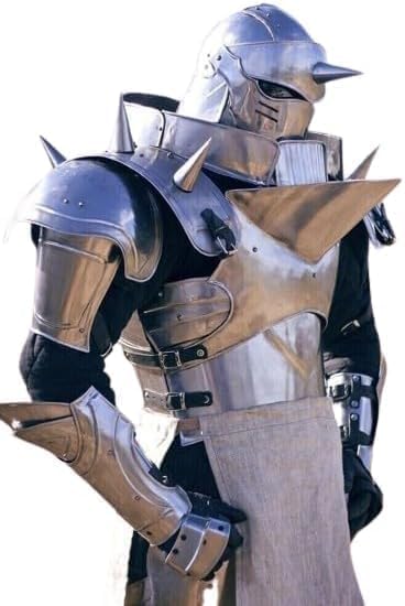 Medieval Mandalorian Alphonse Elric Full Metal Alchemist Battle Warrior Full Body Armor Costume, Standard, Silver