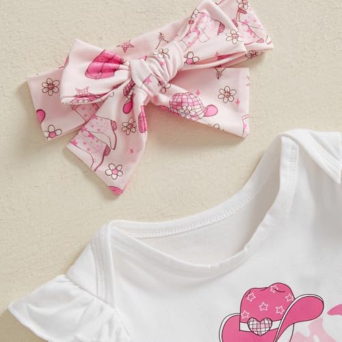 Western Baby Girl Summer Clothes In My Cowgirl Era Romper Bell Bottom Flare Pants Set 3Pcs Infant Cowgirl Outfits4