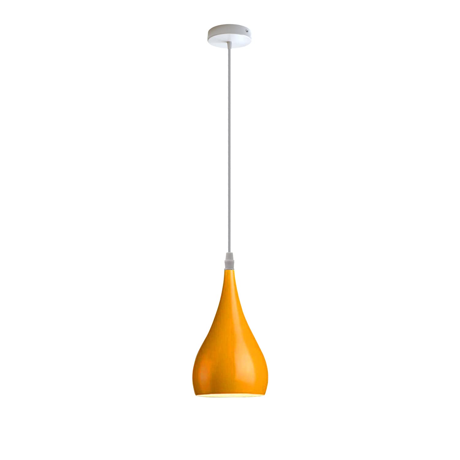 LEDSone Modern Hanging Pendant Light Fitting, Industrial Loft Ceiling Adjustable Lamp Teardrop Metal 16cm Light Shade, E27 Base Pendant for Cafe, Restaurent, Living Room, Kithcen Island (Yellow) — image 1