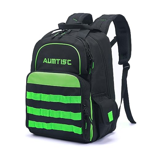 AUMTISC Tool Backpack Heavy Duty Jobsite Tools Bag with Multi-Use Pocket Industrial & Construction Work Backpack green
