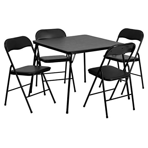 Flash Furniture 5 Piece Black Folding Card Table and Chair Set