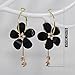 ANDPAI Elegant Romantic Bohemian Crystal Acrylic Rose Flower Dangle Drop Earrings Five Leaves Exaggerated Round Hoop long Tassel Earring for Women Statement Jewelry Gifts (Black)