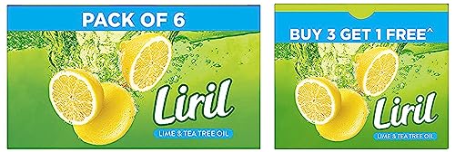 Image of Liril Lemon & Tea Tree Natural Bathing Soap for Body 125 g (Combo Pack of 6) & Liril Lime and Tea Tree Oil Bath Soaps
