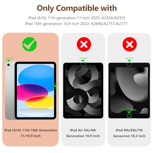 Image of Wenlaty Compatible with iPad (A16) 11th Generation Case 11 Inch 2025, for iPad 10th Generation Case 10.9 Inch 2022 with Pencil Holder, Trifold Stand Protective Cover, Auto Wake /Sleep, Brown