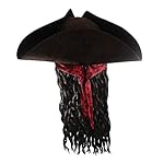 Deluxe pirate hat with dreadlocks hair braids eye patch earring handheld pirate hook set - buccaneer tricorn pirate hat - caribbean pirate hat - pirate costume accessories set, adjustable size brown 12 416dq8229ql. Sl500. Ss150