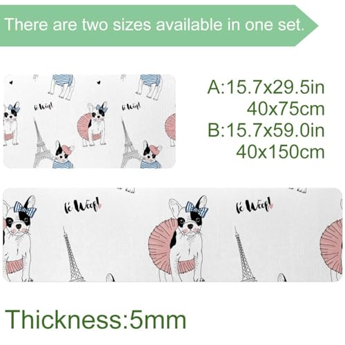 Tapis de cuisine antidérapant bouledogue français lot de 2 - 4