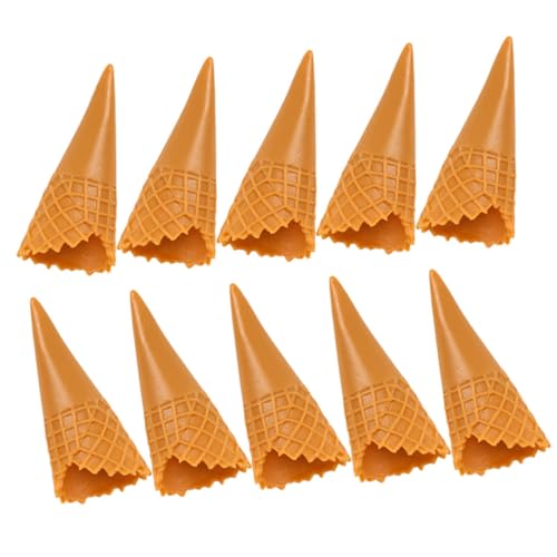 Toyvian 12 obleas de helado artificiales crujientes, conos de helado falsos, modelo de un cono de helado, accesorios para alimentos, waffle de plástico, bolsa de hielo para casa de muñecas, mini