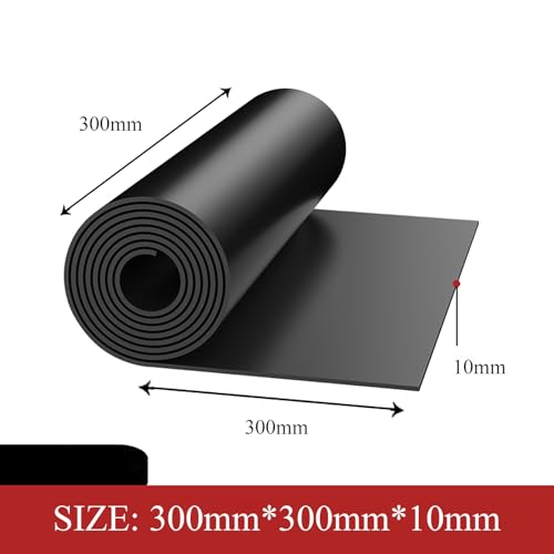 COYOUCO Solid Rubber Sheet, 300X300mm Rubber Pad for DIY Gaskets, Pads, Seals, Cushioning of Anti-Vibration, Anti-Slip,10mm