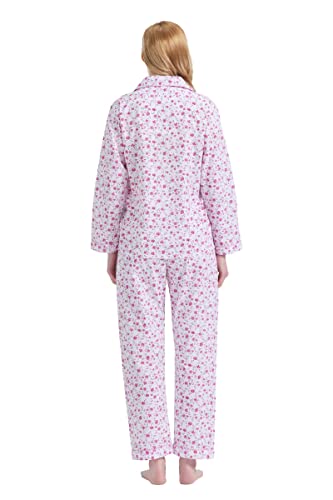 Image of GLOBAL Women Cotton Pajamas Long Sleeve PJs Button Down Sleepwear S-3XL
