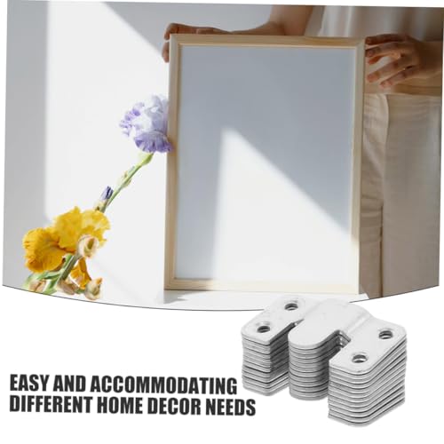 Image of UKCOCO 20pcs Heavy Duty Photo Frame Hook Picture Frames Mirror Hangers of Metal Wall Mounting Interlocking Brackets Heavy Duty Mounting Clips Frame Hanging Hardware Silver Stainless Steel