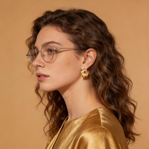 Image of Gold Clip On Hoop Earrings for Women, 18K Gold Plated Eco-Friendly Alloy Non-Pierced Ear Clips, Hypoallergenic Sustainable Fashion Jewelry for Daily & Party Wear