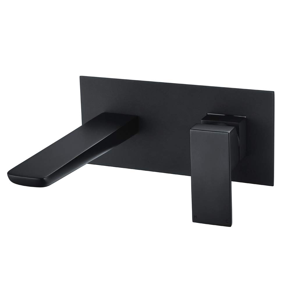 Dara Bathroom Solid Brass Wall Mounted Basin Sink Mono Single Lever Hot Cold Mixer Tap– Matt Black