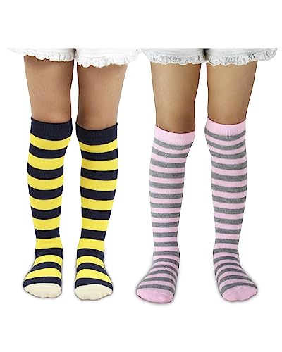 Image of Neska Moda Baby Boys & Girls Cotton Pack of 2 Pair Knee High Socks /Long Socks /Stockings (1-2 Years /2-3 Years /3-4 Years /4-6 Years)-SK1096andSK1100