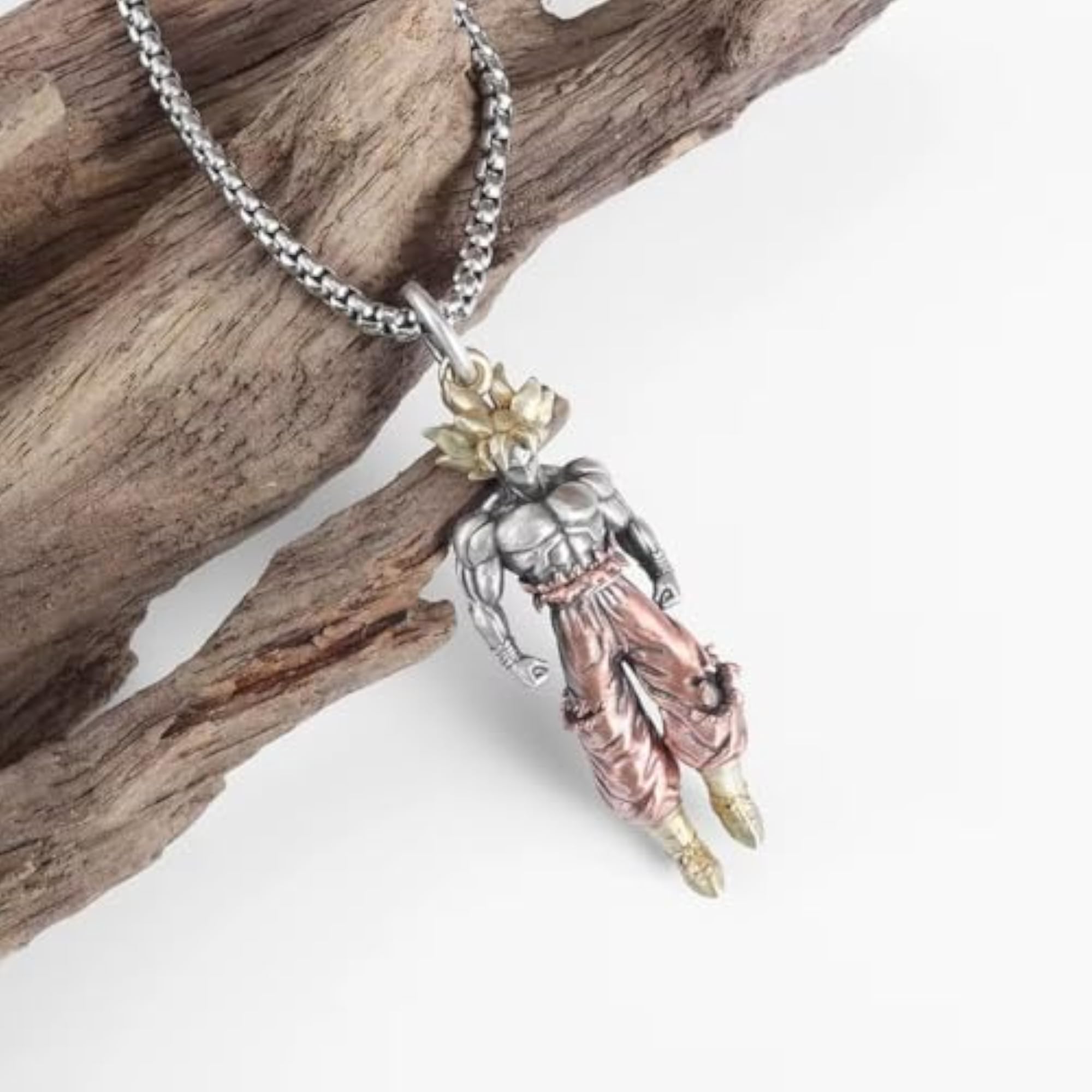 Men's Two-Tone Anime Figurine Pendant Necklace