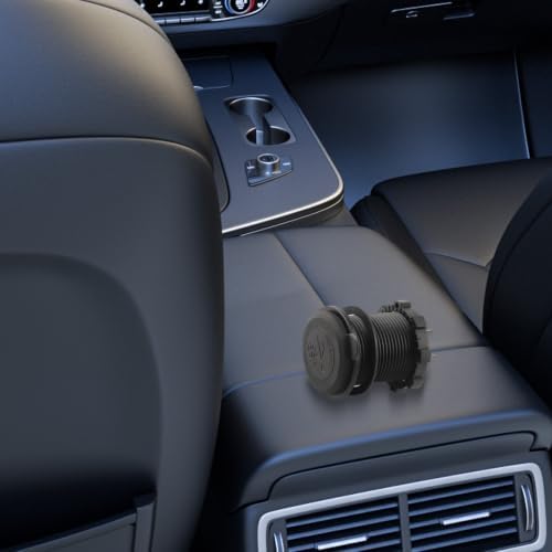 Aluminum Alloy 36w Pd Car Charger, 12v-24v Usb C Socket With Touch Control Switch, Fast Charging Power Adapter For Truck Black - 3