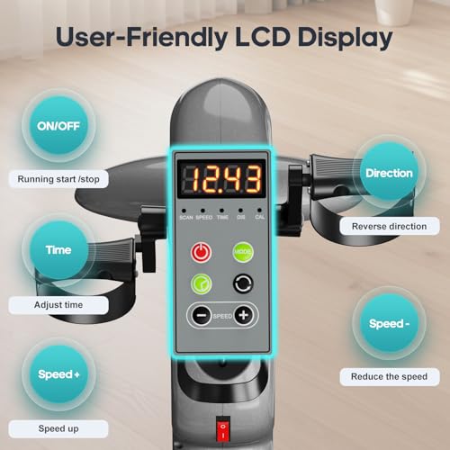 Image of Motorized Exercise Bike for Seniors with Leg Support, Electric Pedal Exerciser for Arm & Leg Exercise Remote Control 10 Adjustable Speeds Forward & Reverse Pedaling LCD Display for Home Use